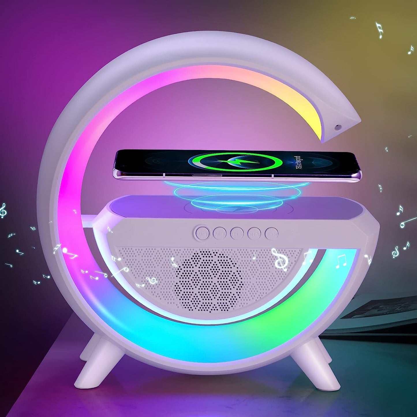 Speaker Lamp - APP Control 3 in 1 Multi-Function Bluetooth Speaker with Wireless Fast Charging