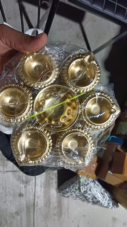 Golden Decorative Metal Diya Traditional Lotus Bowl