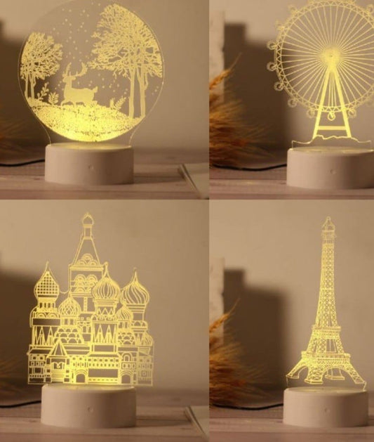 Acrylic  Night Light Carton Cute Personalized LED Table Bedroom Lamp for Gift