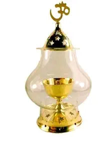 Heaven Decor Brass Akhand Diya Oil Puja Lamp ( 7.5 cm X 7.5 cm X 13.75 cm, Golden)