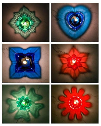 Ascension 36 Designer Special & Reusable Diya Deepak Colourful Reflection Diya ( Pack of 12 )