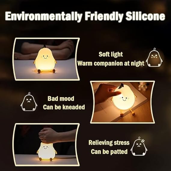 Night Light Cute Pear LED Nursery Nightlight Lamp, Festival, Christmas Gift for Kids Girls Boys