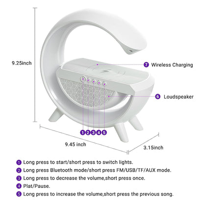 Speaker Lamp - APP Control 3 in 1 Multi-Function Bluetooth Speaker with Wireless Fast Charging