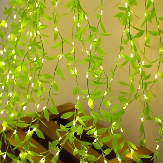 Leaf Curtain Lights, Artificial Vines Curtain Lights, Fake Greenery Leaves with Lights