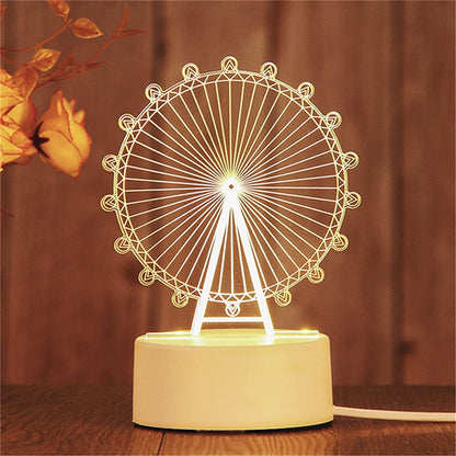 Acrylic  Night Light Carton Cute Personalized LED Table Bedroom Lamp for Gift